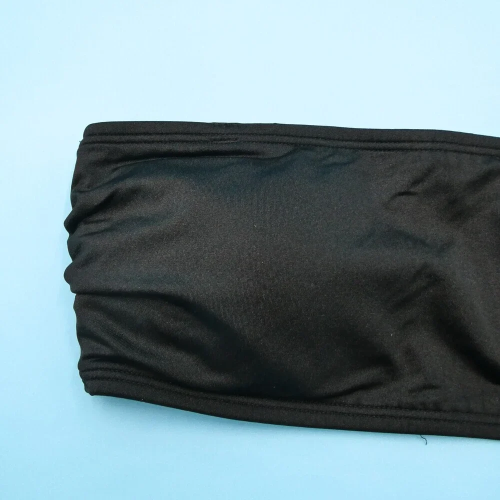 Victorias Secret Medium Black Bikini Top Padded Bandeau Strapless Swimwear Beach
